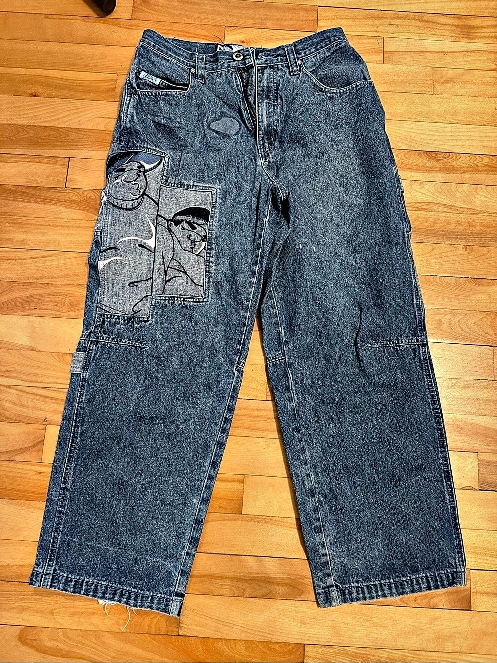 Southpole Graphic Relaxed Jeans in Blue Waist 30